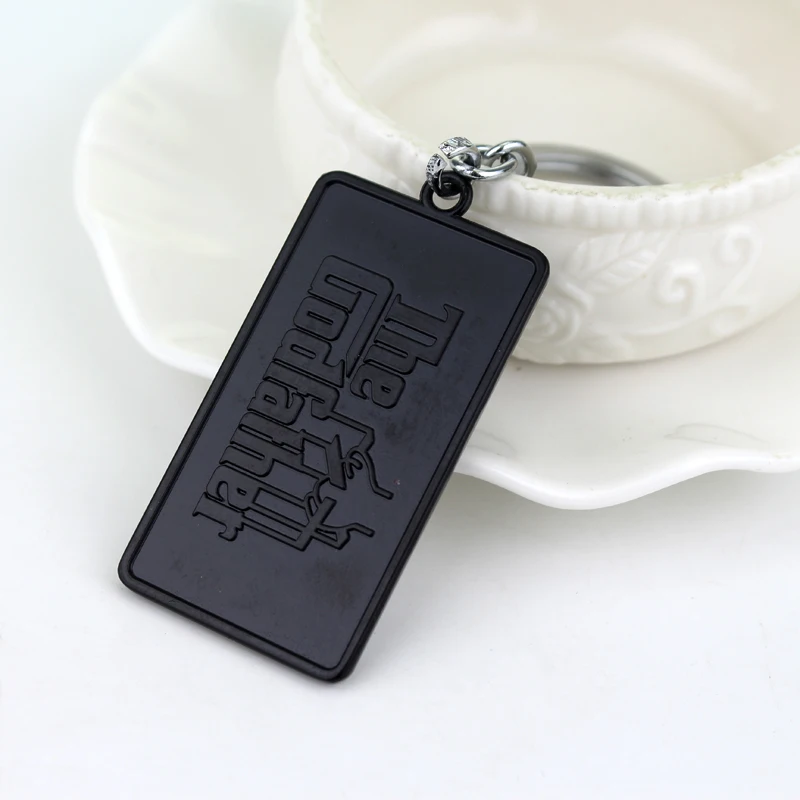 Movie The Godfather Jewelry Square Shape Pendant Keychain Letter The Godfather Black Enamel Metal Tag Collection Gift for Friend