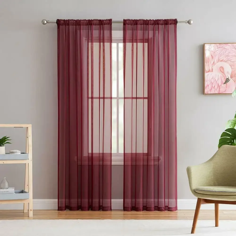 1 Pcs Rod Pocket Rainbow Curtain Pure Color Tulle Curtain For Living Room Sheer Voile Wedding Decor Modern Bedroom Window Tulle
