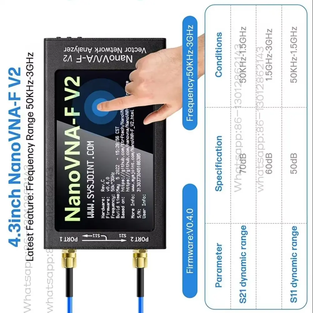 NEW NanoVNA-F V2 Vector Network Analyzer Upgraded 50KHz-3GHz Antenna Analyzer HF VHF UHF VNA 4.3