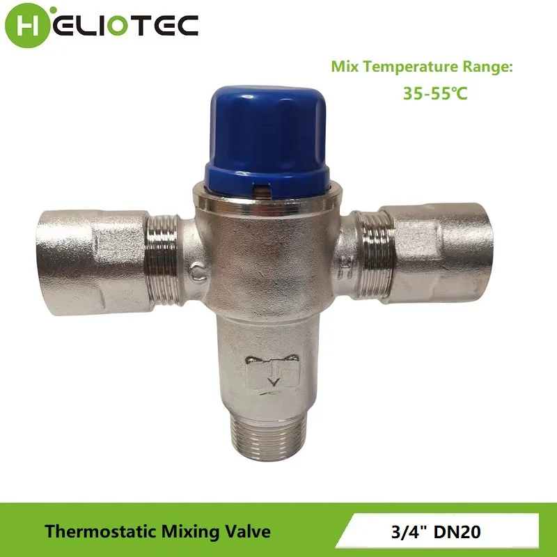 Heliotec 3/4 Inch DN20 Solar Heater Thermostatic Mixing Valve Pipe Valve Building Materials Standard