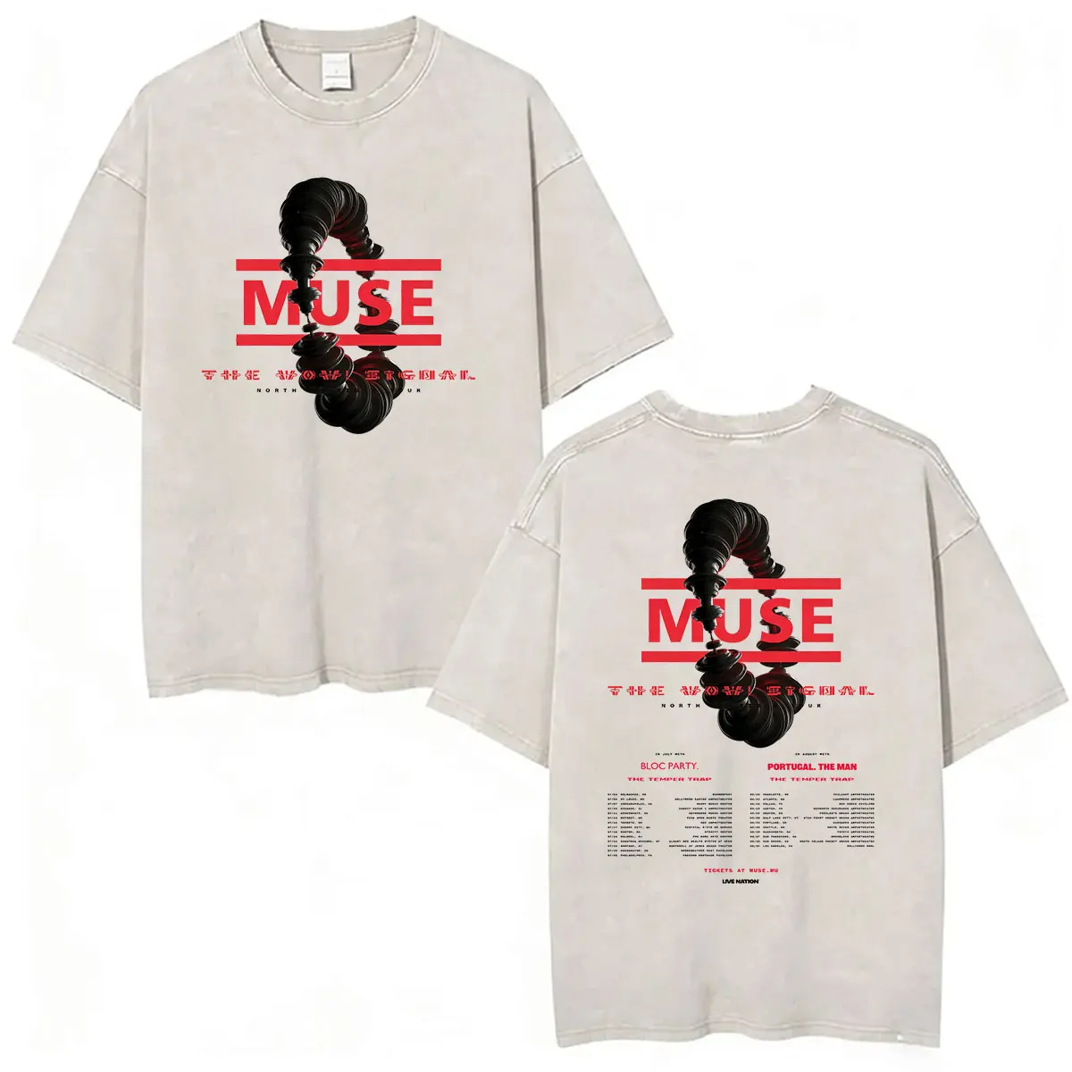 MUSE Band Vintage Washed T-Shirts Muse The Wow! Signal Tour 2026 T-Shirt Herren Damen Harajuku Übergroße Baumwoll-T-Shirts Streetwear – Detail 5