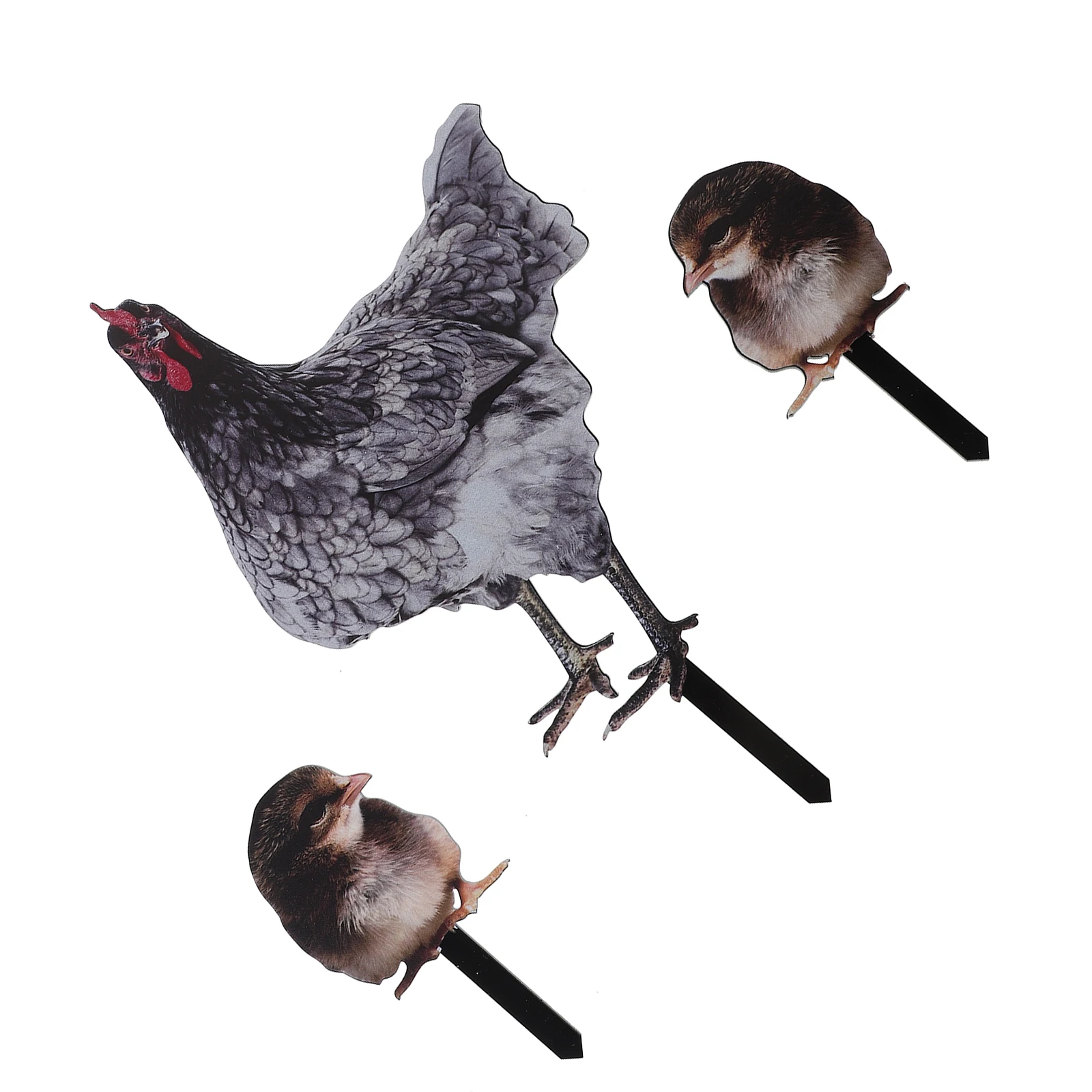 

3 Pcs Simulated Hen Chick Decoration Decorations Outdoor Chicken Acrylic Garden Ground Plug