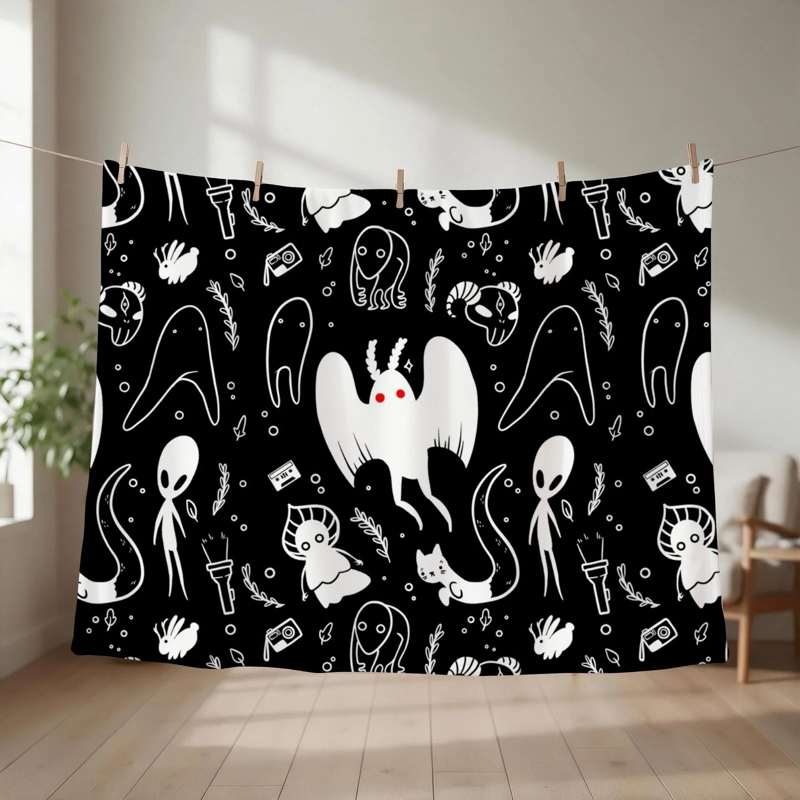 cryptids in black Throw Blanket For Baby Nap Decorative Sofa Loose Blankets