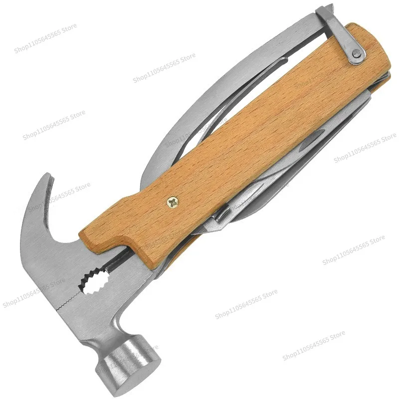 For Stainless Steel Multifunctional Folding Pliers, Portable Car Mounted Window Breaking Hammer, Outdoor Combination Tool