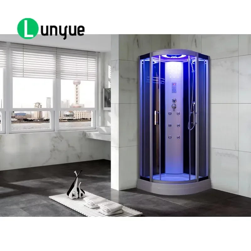 Luxury Black Glass Sliding Steam Shower Room with Massage Cabin Frame Material for Family or Apartment Use