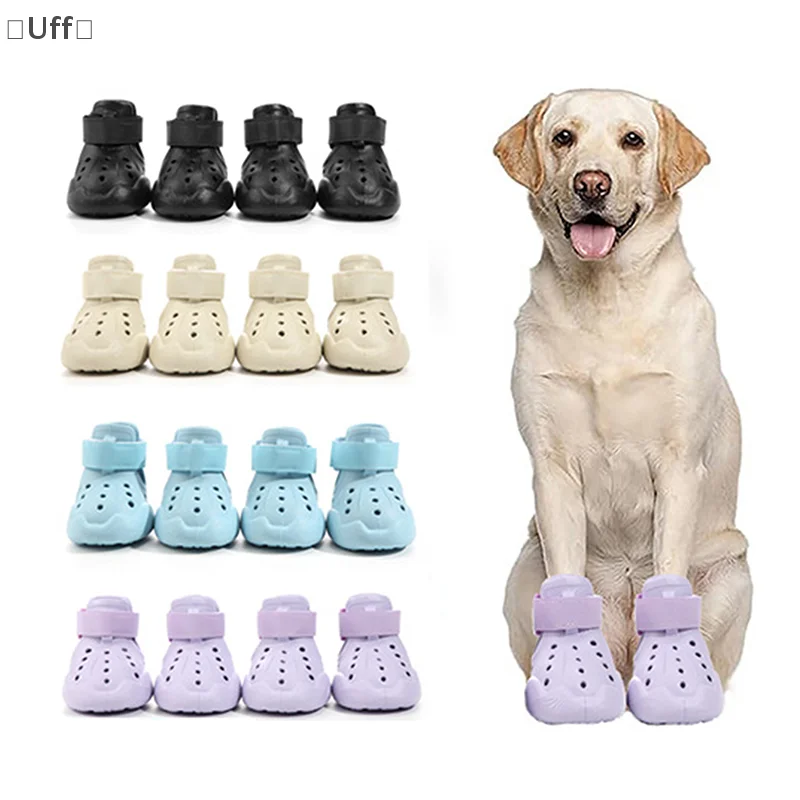 

4Pcs Waterproof Dog Shoes Summer Dog Sandals Anti-slip Lightweight Pet Dog Boots Outdoor Wear-resistant Dog Sandals Pet Supplies