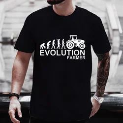 T Shirt Men Farmer Evolution Farming Tractor Summer Graphic Y2k Tops Streetwear Casual Short Sleeve Tees Mens Oversized Clothing