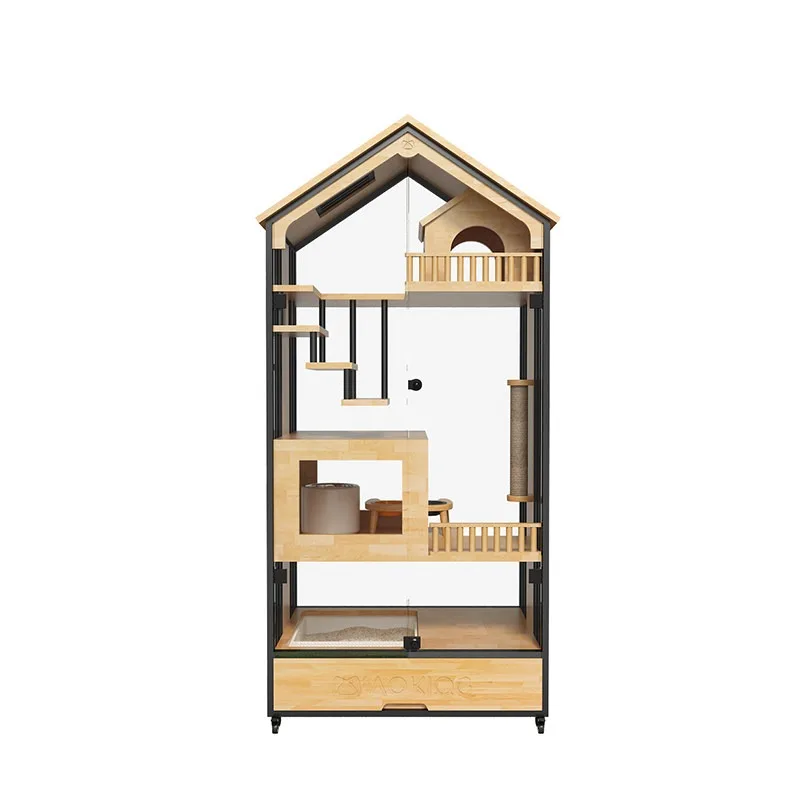 

Solid wooden house house household cabinet glass cage large free space panoramic transparent