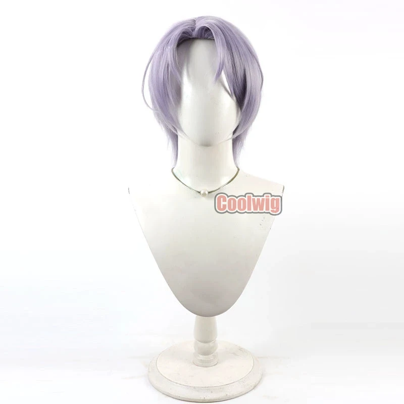Coolwig Synthetic Hair Ritsu Shinjo Cosplay Wigs Tokyo Debunker Ritsu Shinjo 30cm Straight Light Purple Men Wig Heat Resistant 2