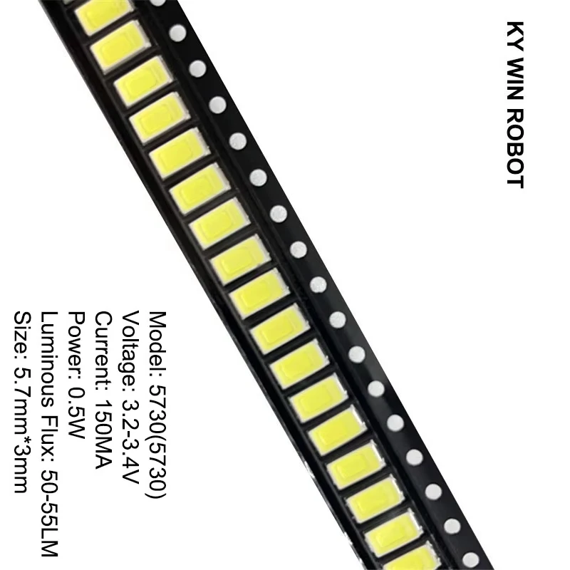 100pcs 5630/5730-CW/WW 0.5W-150Ma 50-55lm 6500K White Light SMD 5730 5630 LED 5730 diodes (3.2~3.4V)