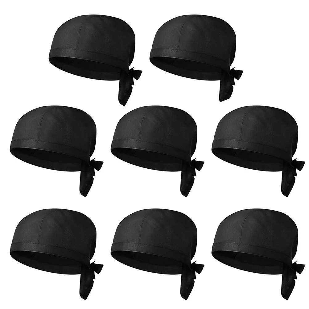 Chapeau de Chef de cuisine en tissu de coton noir, 8 pièces, chapeau de travail de cuisine pour Restaurant, cafétéria, casquette uniforme pour Chef et cuisiniers