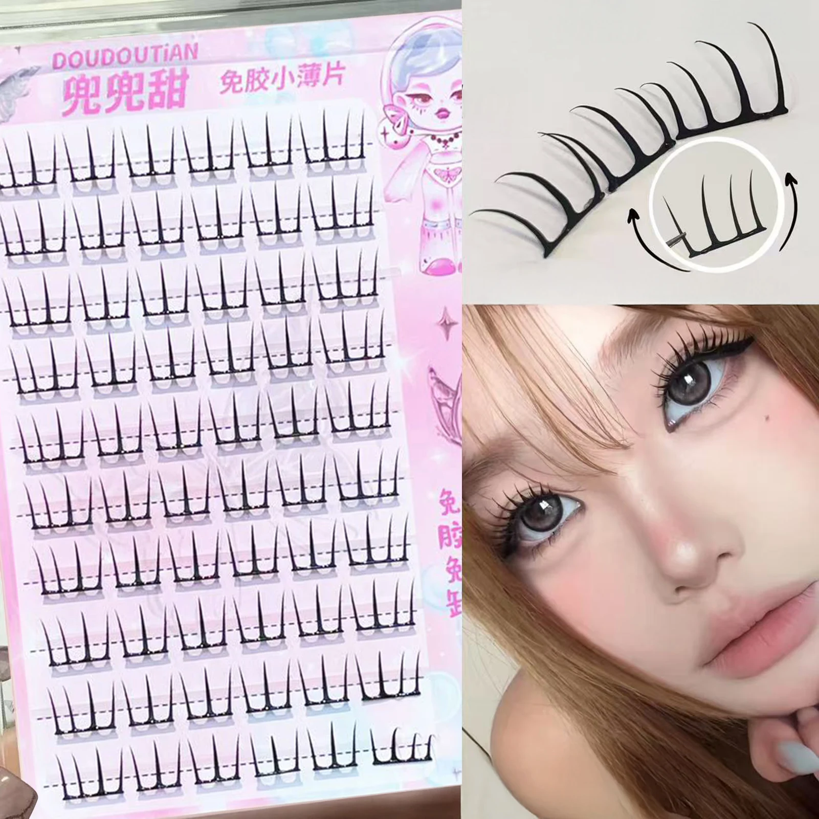 False Eyelashes Makeup Lovers False Eyelashes Natural Look Sectional Lashes C Curl Synthetic Fiber Daily Wear Eye Makeup Kit