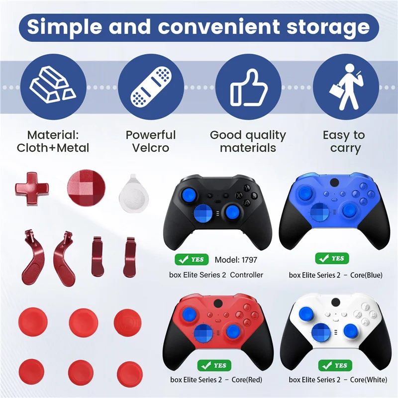 

Dependable-Complete Component Pack For One Elite Series 2 Elite Edition Controller Metal Button Bag Charger Set Red