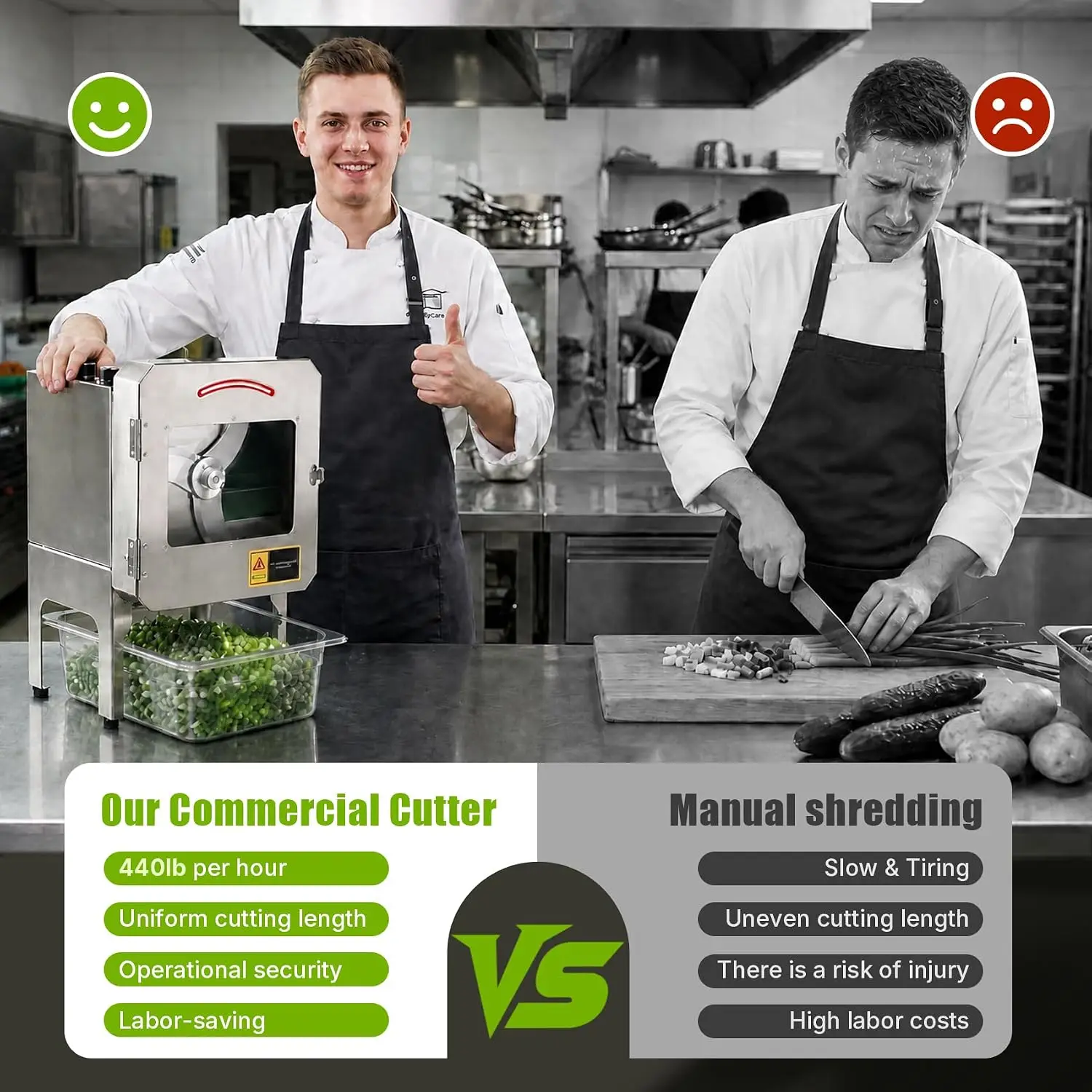 Commercial Green Onion Slicer, 360W 110V, 0.04‑1.57 in Adjustable Thickness