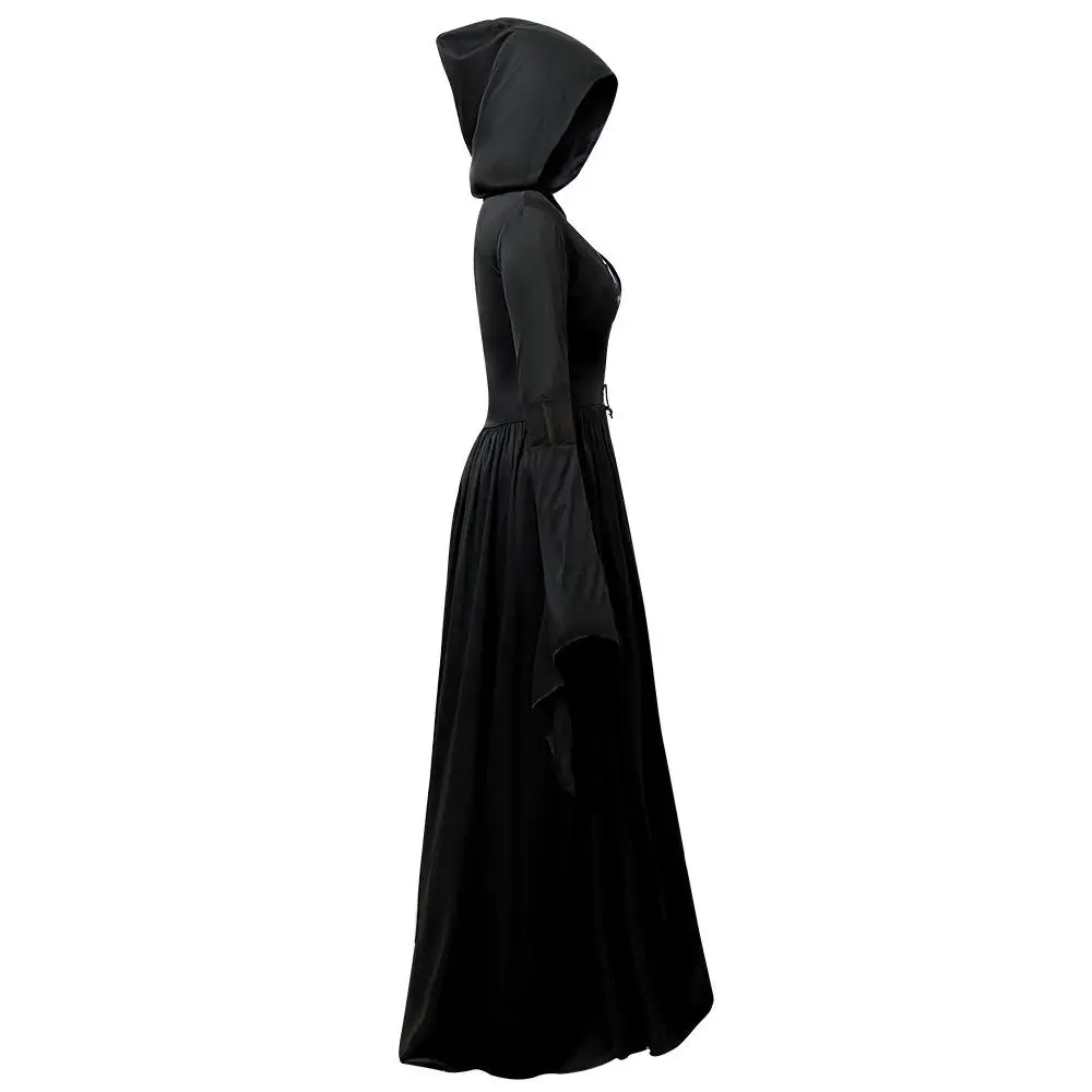 

2025 New Halloween Witch Dress with Hood Skeleton Wizard Cosplay Stage Performance Costume Women's Traditional Ethnic Stage C...