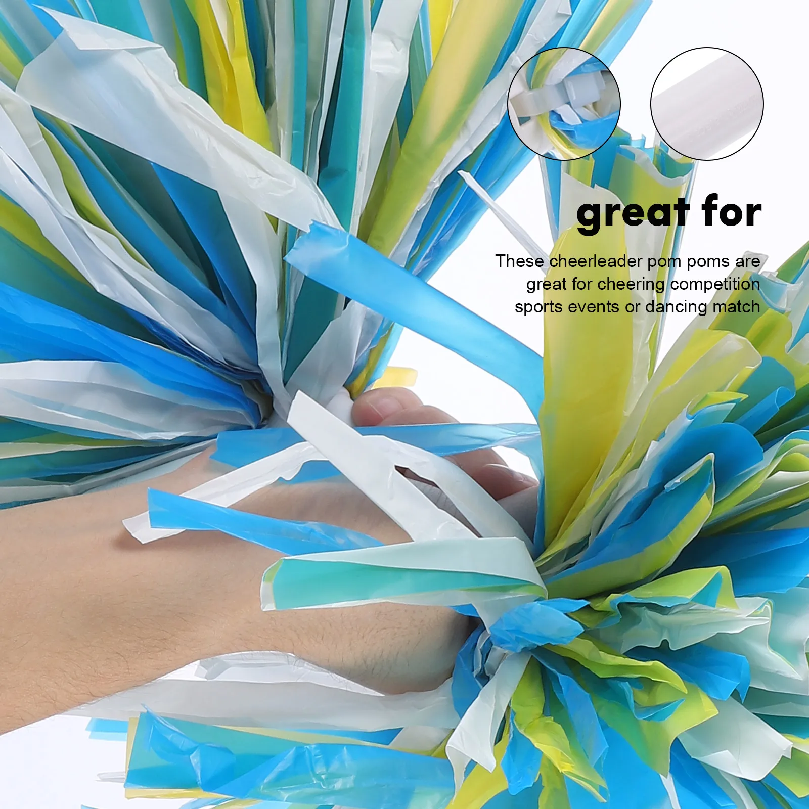 

2pcs Cheer Pom Poms Metallic Bright Reusable Cheerleader Accessories Team Spirit Performance Props For Outdoor