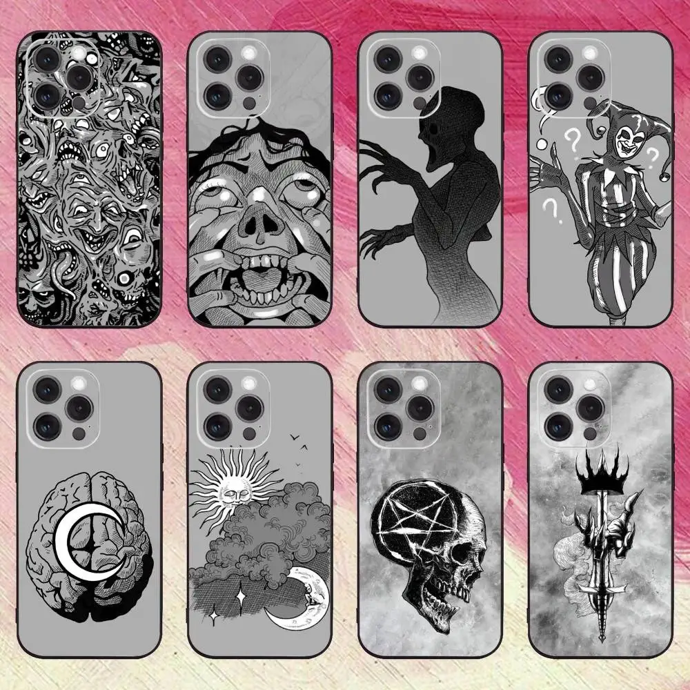 

P-Phasmophobia T-Tarot CardS Phone Case For iPhone17,16,15,14,13,12,11 Plus,Pro Max Soft Black Cover