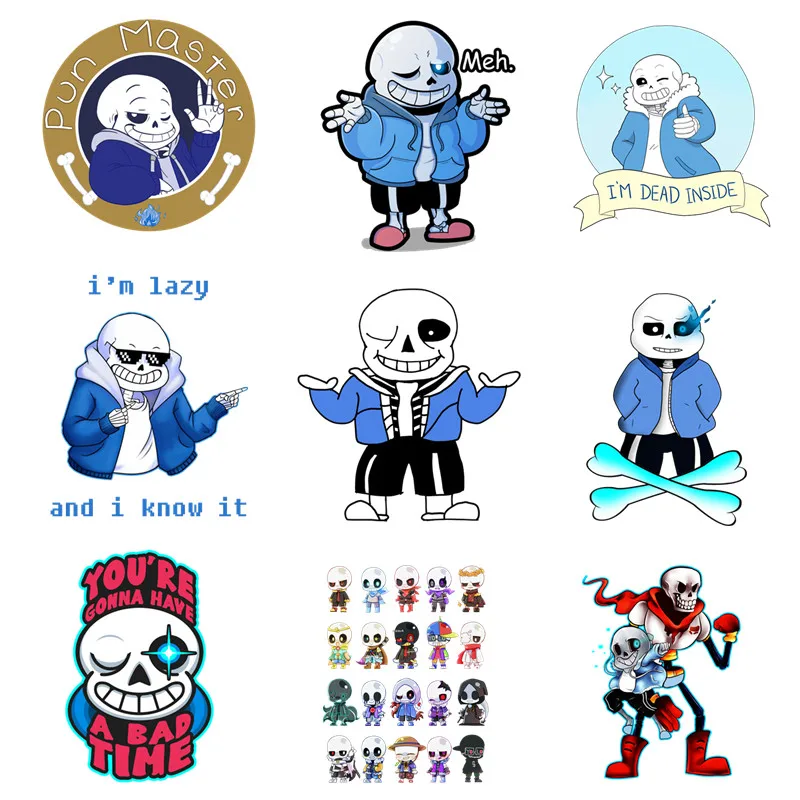 Skull Brother Undertale Sans Patches for Clothes Heat Transfer Thermal Stickers DIY T shirt Iron on for Jackets Funny Appliqued