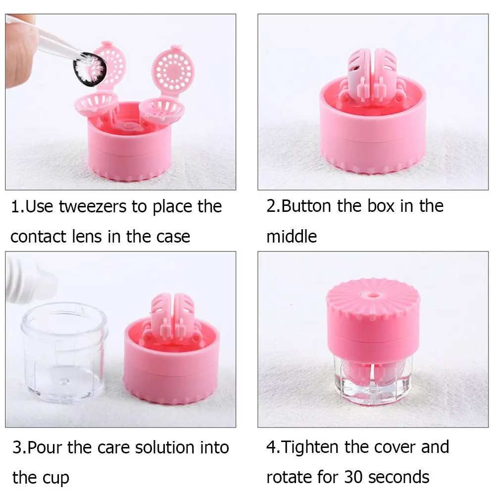 Contact Lens Cleaner Case Portable Manually Rotatable Contact Lens Case Plastic Container Storage Holder Tools Accessories