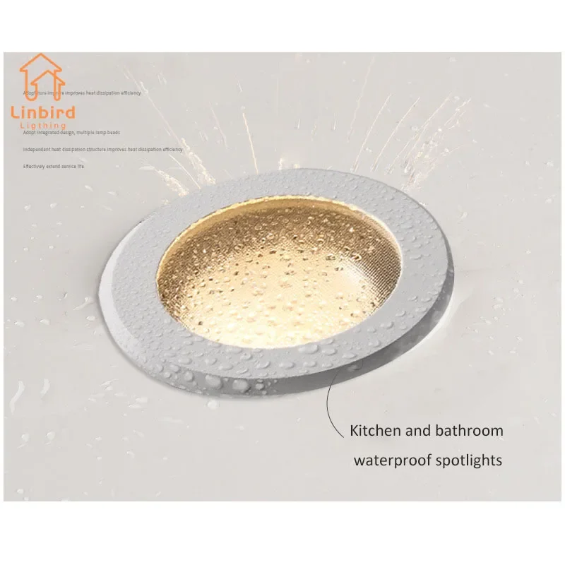 Waterproof Spotlight Led Embedded Kitchen Bathroom Shower Room Ip65 Anti-Fog Anti-Glare Ceiling Downlight For Bathroom Kitchen