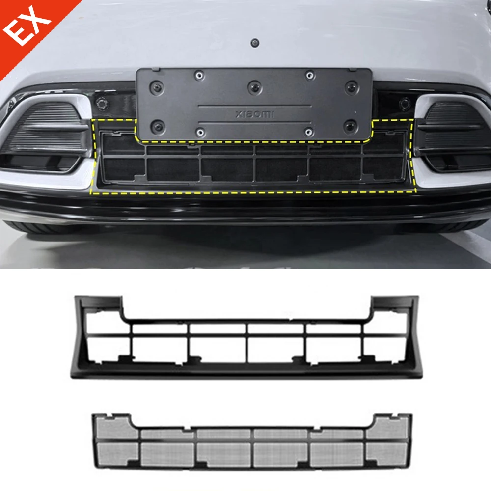 

For Xiaomi YU7 2025 Accessories Black Car Snap On Insect Screen Grille,Grille,Protective Strip,Water Tank,Dust-Proof