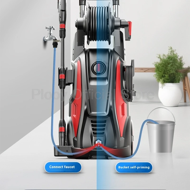 220 فولت النحاس موتور آلة غسل سيارات 2000 واط عالية الطاقة ارتفاع ضغط مدفع المياه مع خرطوم بكرة المحمولة للاستخدام المنزلي تنظيف عجب أداة #6