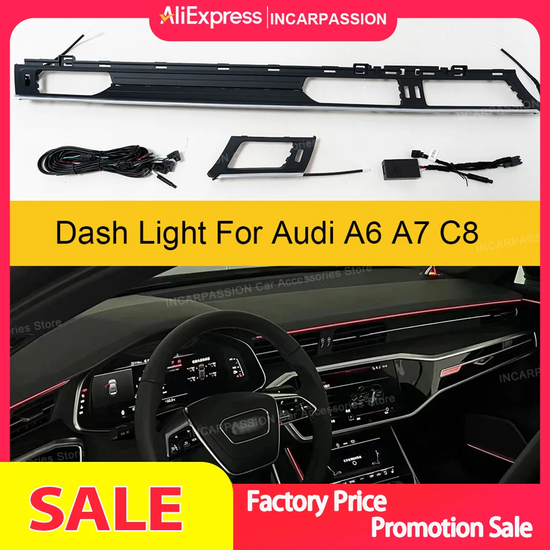 

Приборная фара для Audi A6 A7 C8 2019-2024, Audi A6 A7, окружающее освещение приборной панели, обновление приборной панели, отделка приборной панели автомобиля