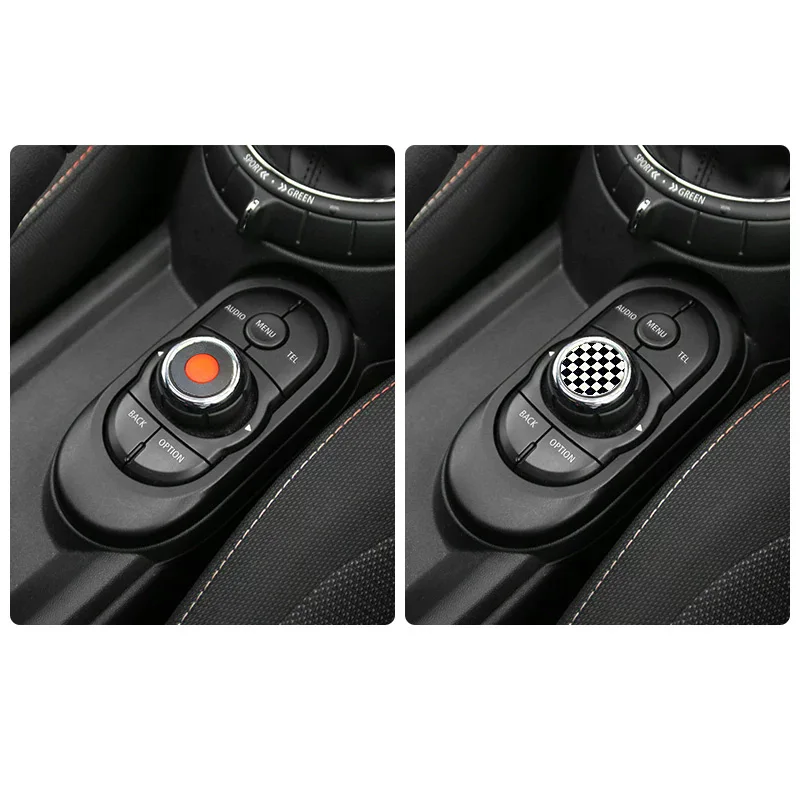 2Pcs Car Multimedia Button Volume Knob Decorative Leather Sticker  For MINI Cooper F54 F55 F56 F57 F60 Car Accessories Interior