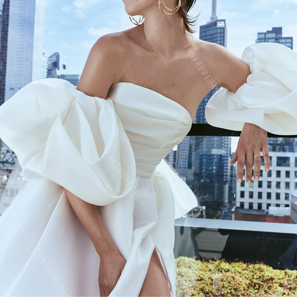 

Простые атласные рукава-фонарики, модные свадебные съемные объемные рукава, шикарные модные свадебные аксессуары TSWD637