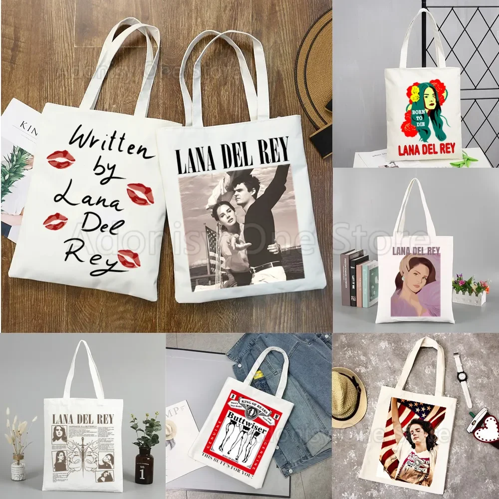 Lana Del Rey Canvas Shopping Bags Print Tote Bag Eco Reusable Shopper Bag Canvas Shoulder Bag Large Handbag