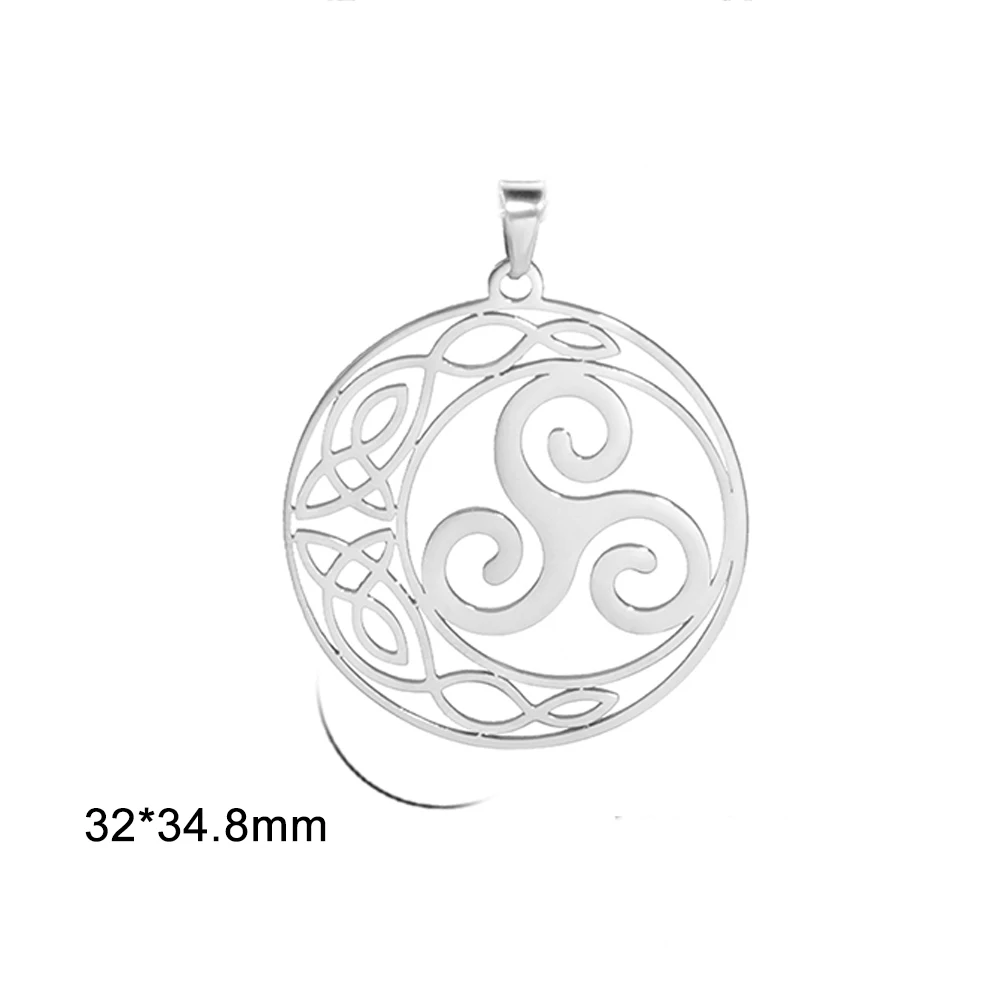 Dawapara Celtics Triskele Triskelion Pendant Crescent Moon Triple Spiral Trinity Knot Stainless Steel Charm for Jewelry Making