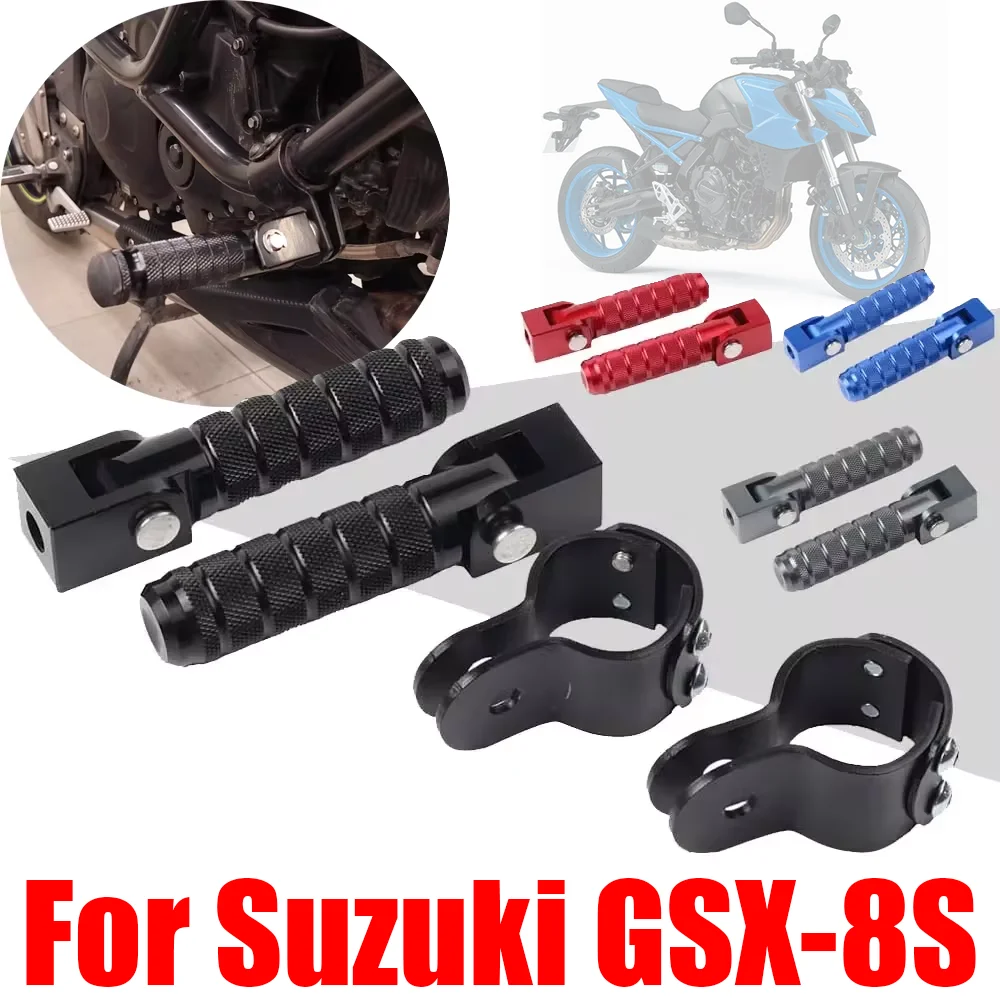 For Suzuki GSX-8S GSX8S GSX8 S GSX 8 S Motorcycle Accessories Highway Front Foot Pegs Pedals Footrests Folding Footpegs Clamps