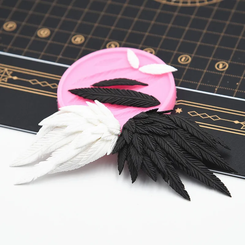 ريشة قالب من السيليكون خفيفة الطين DIY أجنحة الملاك/الشيطان فندان كعكة الديكور الفخار الحرف النمذجة بوليمر كلاي أداة