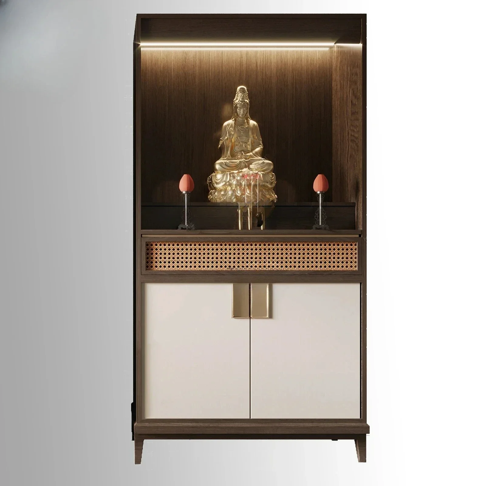 New Chinese style  serving table shrine Buddhist platform household   rattan weaving Guanyin God of Wealth cabinet offering