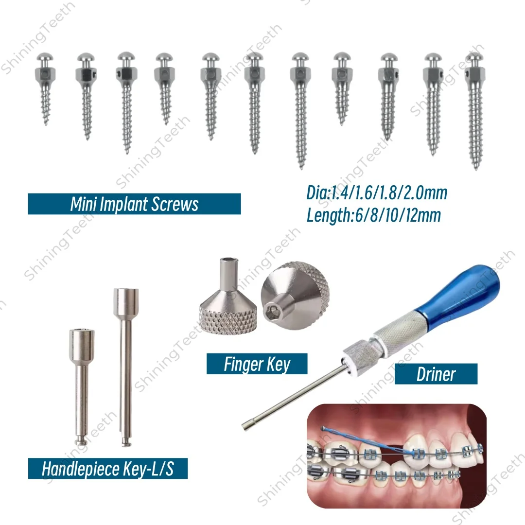 Dental Orthodontic Mini Implant Screws Self-Tapping Titanium Bone Anchors Anchorage System Micro Screws ∅1.4/1.6/1.8/2.0mm