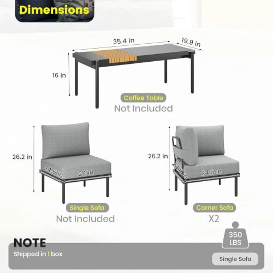 Metal Patio Furniture Set for Outdoor Living Spaces, Powder-Coated Aluminum in Slate Gray, Weather-Resistant and Low-Maintenanc