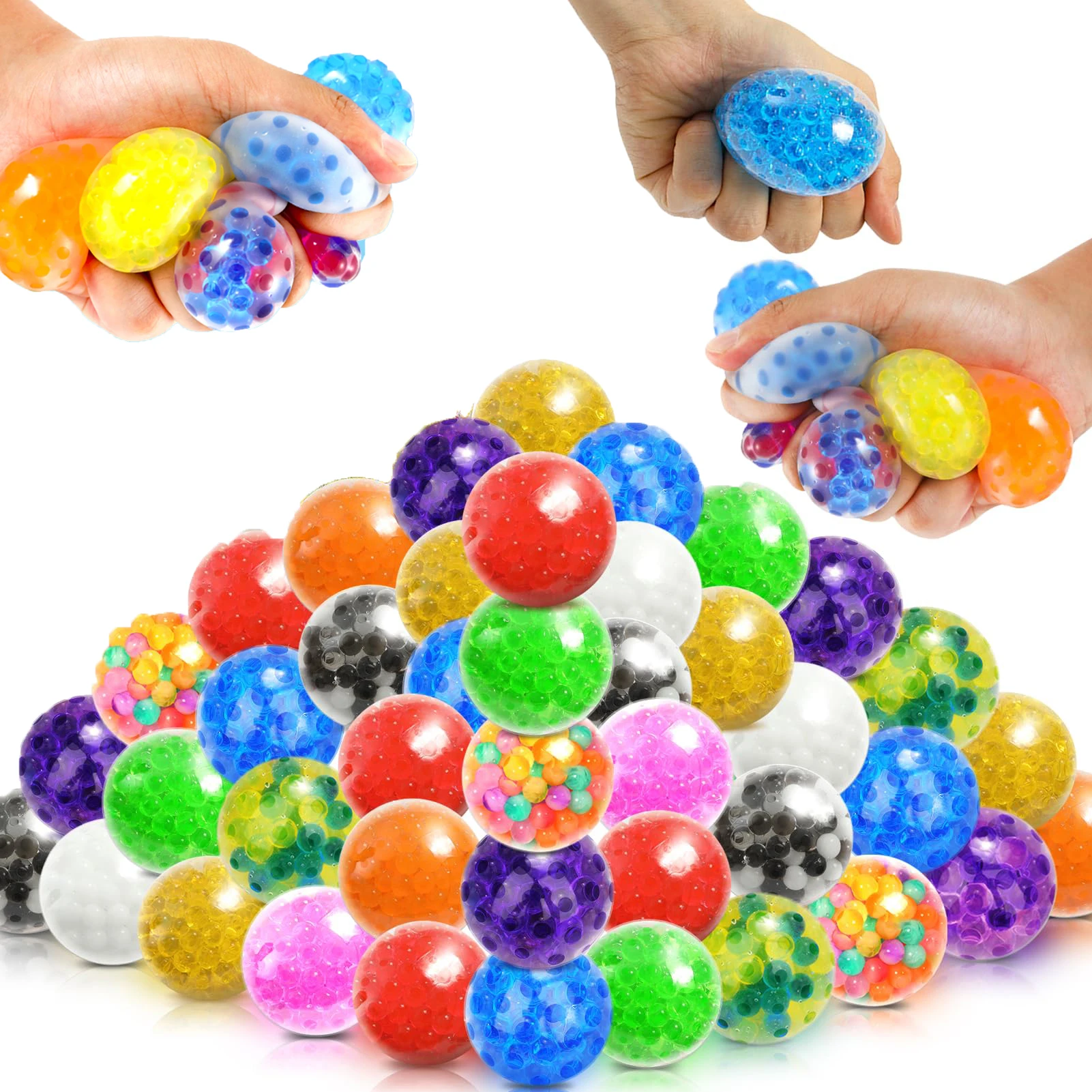5-80pcs Squishy Stres Balls Fidget Toys Squishy Toys Stress Ball for Anxiety, Fidget Stress Toys Bulk, Squeeze Balls