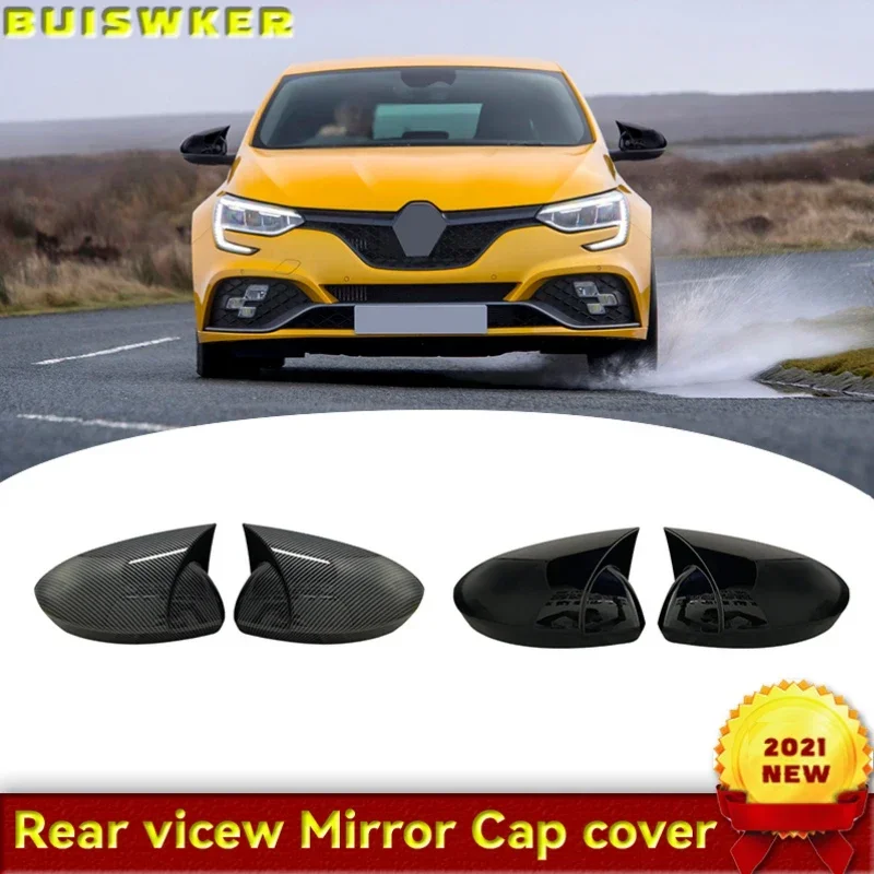 For Renault Megane 4 MK4 2 Pieces ABS Plastic Bat Wing Mirror Covers Caps Rearview Mirror Case Cover Car Accessories