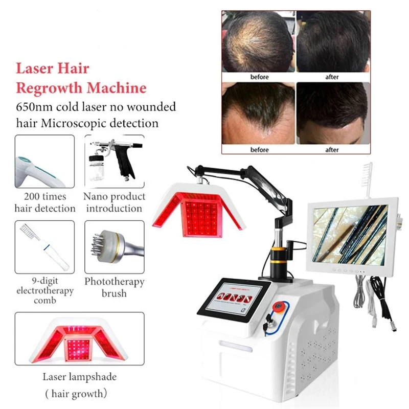 Equipamento de rebrota do cabelo do laser, 5 em 1 diodo, Baixo nível 650nm, Laser frio, Crescimento do cabelo para o folículo capilar proativado, Crescimento rápido