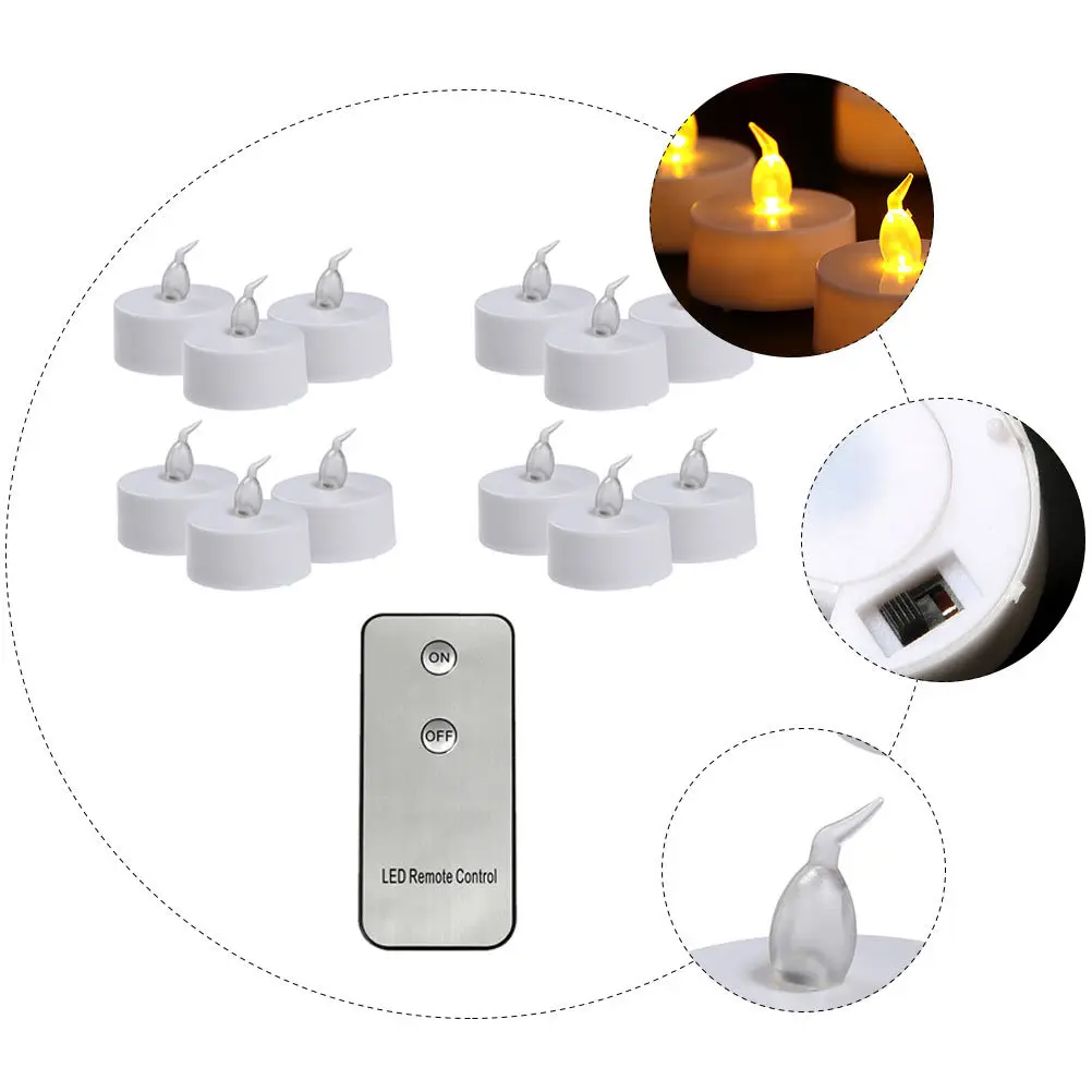 Lámpara electrónica LED blanca sin llama, 12 Uds., para decoración de boda, propuesta, fiesta, Idea de regalo de Navidad, lámpara LED