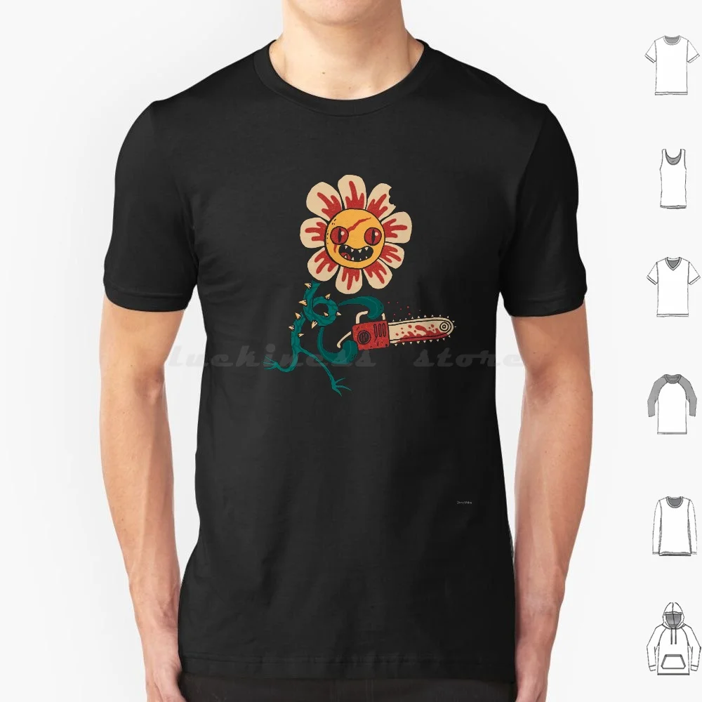 Wild Flower T Shirt Cotton Men Women DIY Print Humor Flower Plant Horror Chainsaw Wild Nature Retro
