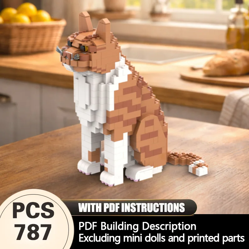 

Creators Animal Series Model MOC Building Bricks Orange Tabby Cat Modular Technology Gifts Holiday Assemble Children Toys Suit
