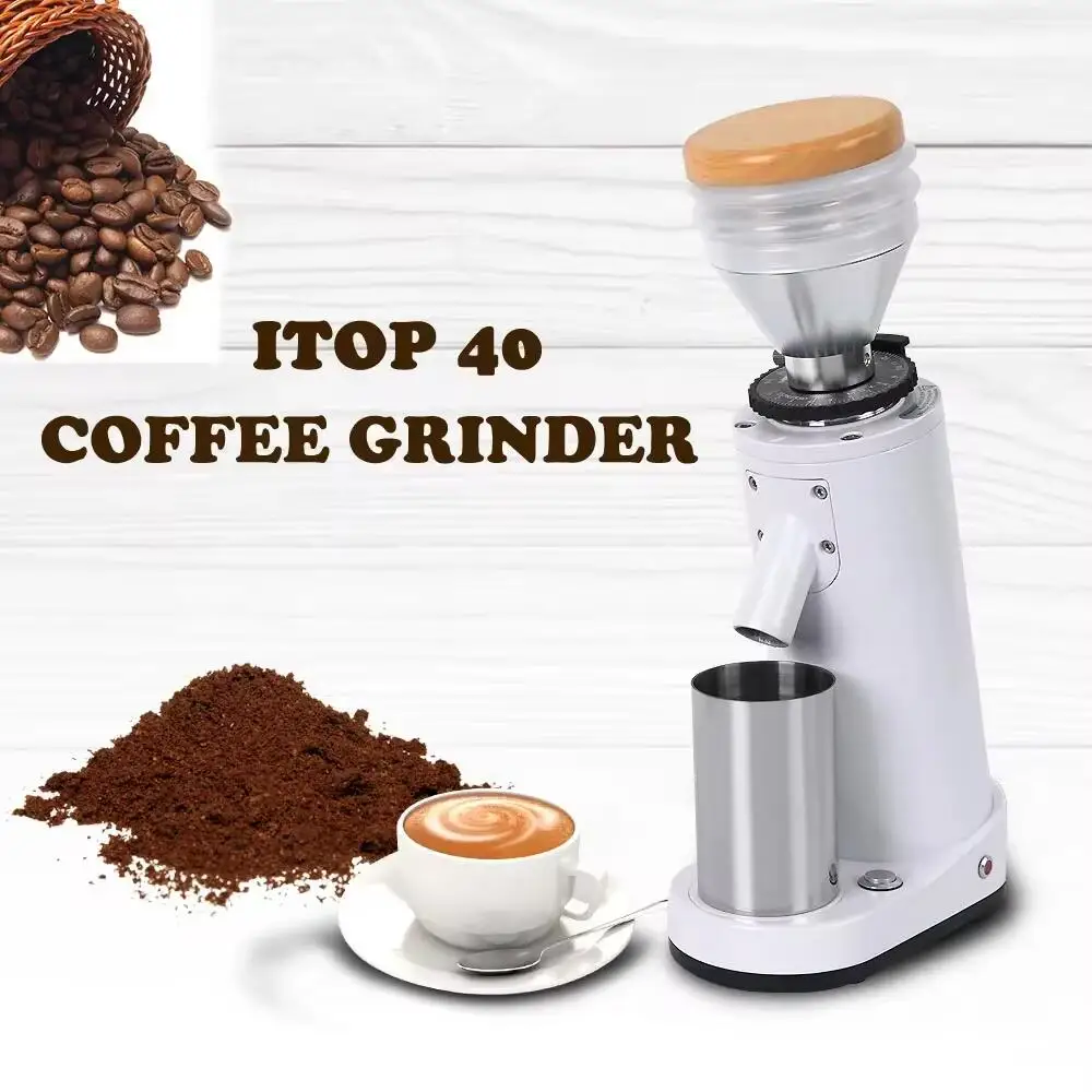 ITOP itop40 Titanium Burr  Coffee Grinder With Blow Hopper Cylindrical Aluminum Alloy Fuselage 40MM Conical Burr ITOP 40
