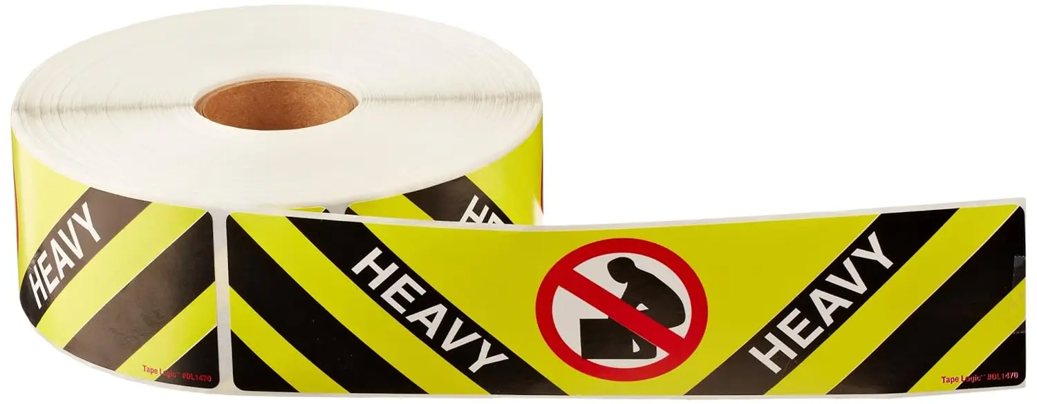 

2" x 8","Heavy" Multiple Warning Sticker, for Shipping, ling, Packing, and Moving (1 Roll of 500 Labels)