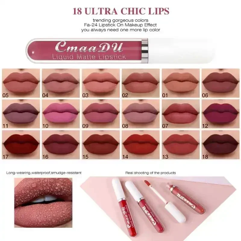 Heallor Nude Lipgloss Lippenstift Fluweel Matte Vloeibare Lippenstift Waterdichte Langdurige Sexy Vrouwen Lip Tint Modder Cosmetica 18 Kleuren W