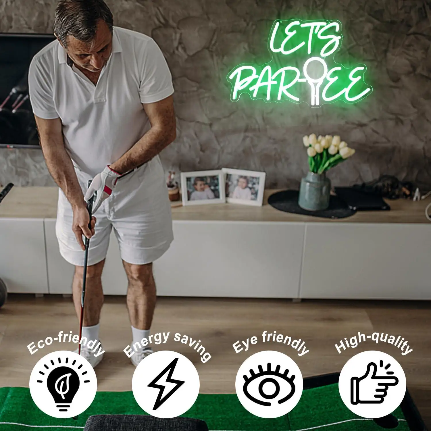 Let's Par Tee Neon Sign Golf Ball USB Dimmable LED Neon Lights for Golf Club Bedroom Man Cave Party Wall Art Decoration Gifts view 4