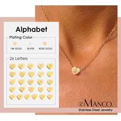eManco Women's Fashion Simple 26 Letters Pendant Necklace Personality Heart Initial Necklace Fashion Gift Jewelry