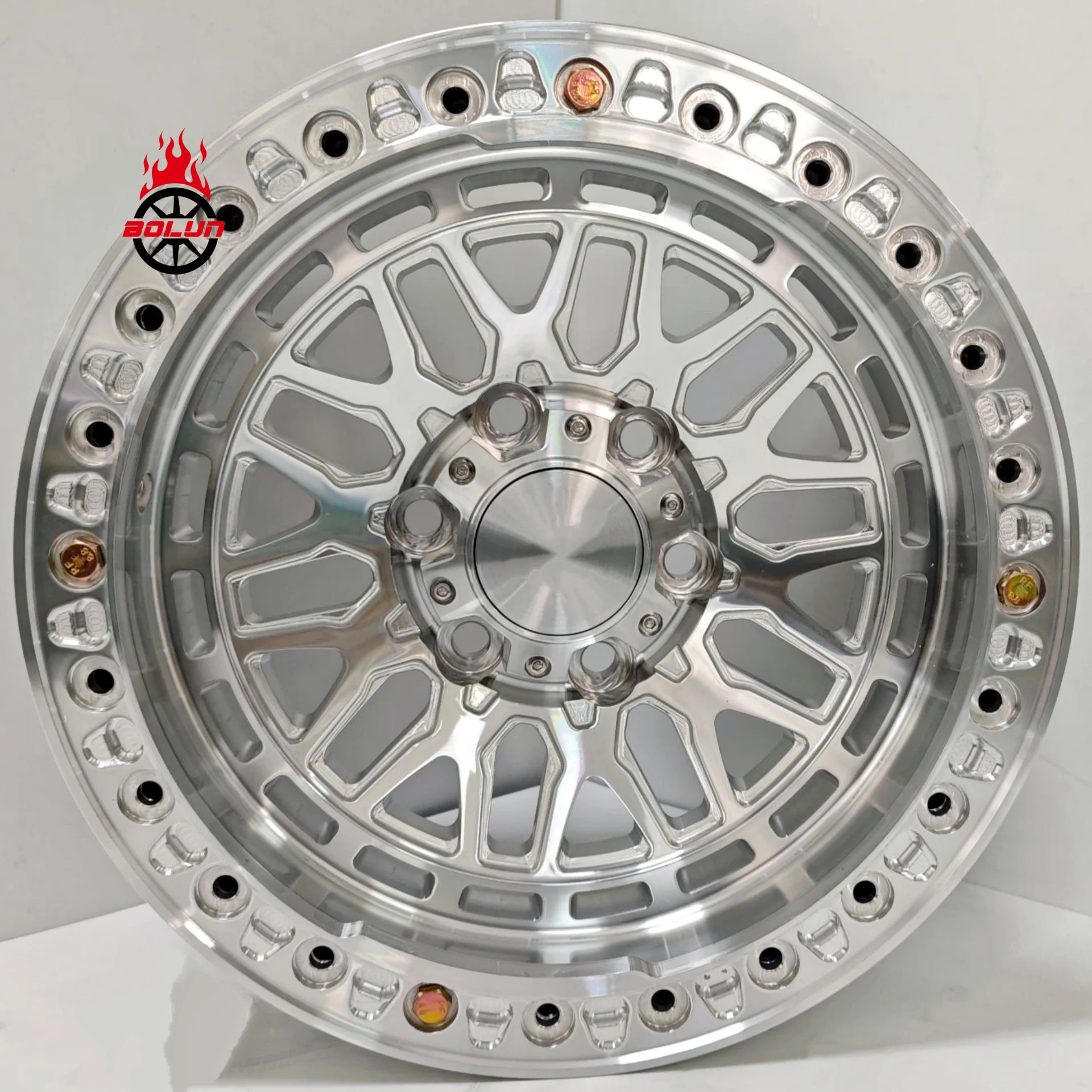 Bolun Custom 17 18 19 20 Inch  6 Lug 8 Lug Floating Caps Beadlock Offroad Wheels Rims for F150 F250 F350, Cheerolet, gmc