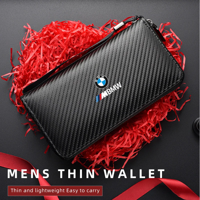 Men Business Long Wallet Carbon Fibre Coin Purse Key Holder Bank Card Bag For BMW X3 X5 M5 M3 E46 E90 E60 F10 E39 E70 E91 E30