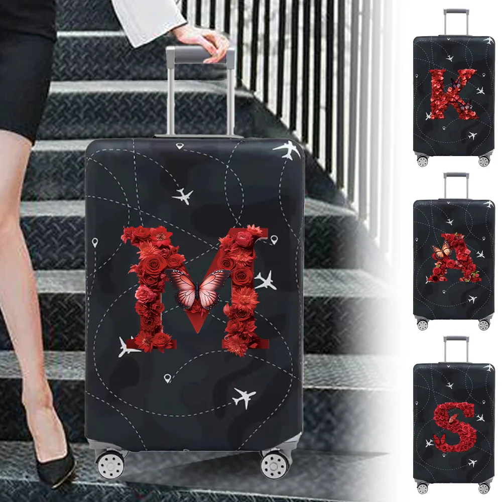 Luggage Compartment Protective Cover Wear Resistant Elastic Fabric Red Rose Series Dust Cover Durable Travel Case Cover